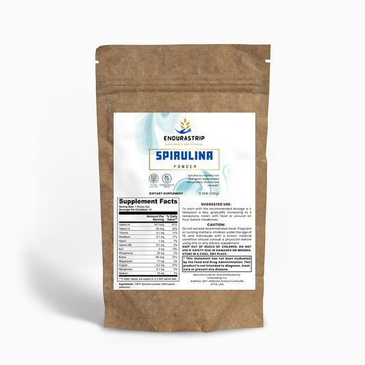 Endurastrip-Spirulina Powder high levels of iron, beta-carotene, and B vitamins,addition to your favorite smoothies and smoothie bowls.