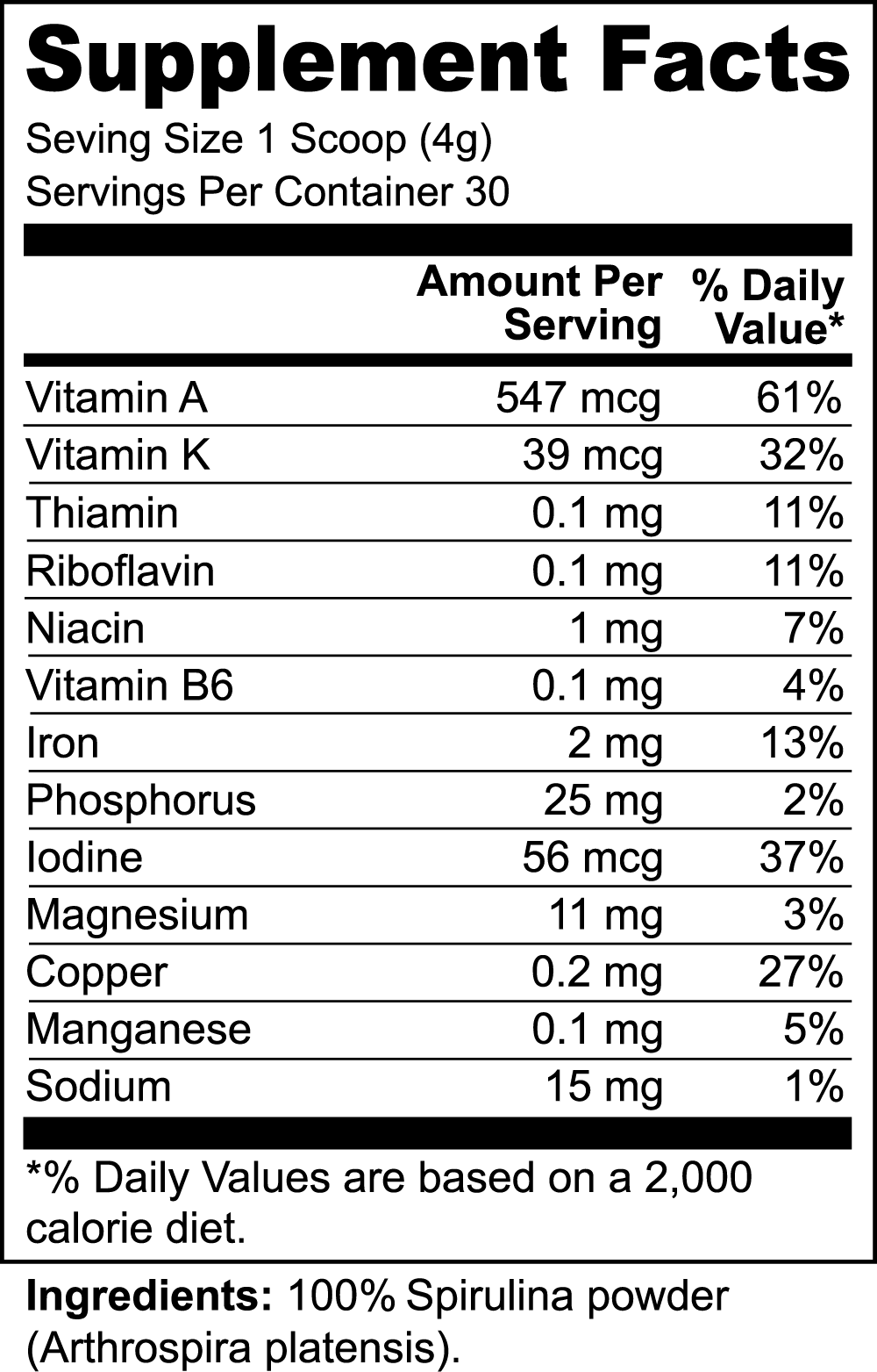 Endurastrip-Spirulina Powder high levels of iron, beta-carotene, and B vitamins,addition to your favorite smoothies and smoothie bowls.